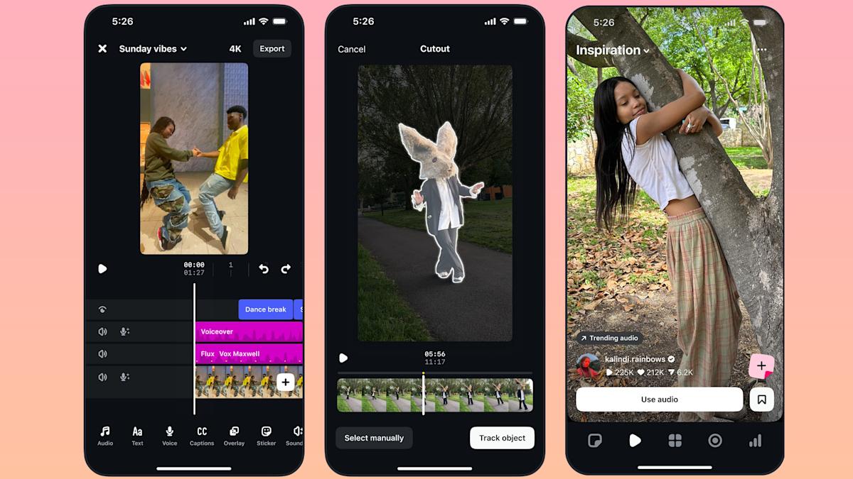 تقوم Instagram بتمرير التعديلات ، منافسها Capcut