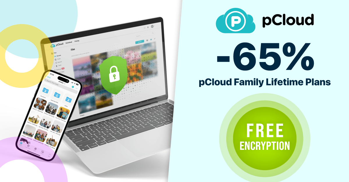 حماية بيانات عائلتك بأكملها مدى الحياة مع خصم ما يصل إلى 65 ٪ على PCLOUD اليوم