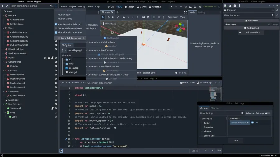 تم إصدار Godot 4.5 Beta بدعم Better Wayland