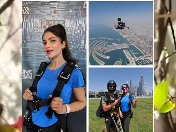 الممثلة حميرا كان جنون الغوص في السماء. يوضح على ارتفاع 16 ألف قدم