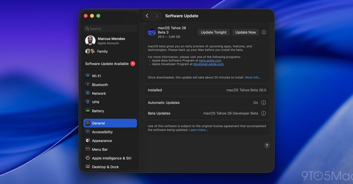 بعد الفواق ، MacOS 26 Beta 3 متاح الآن لسيليكون Apple